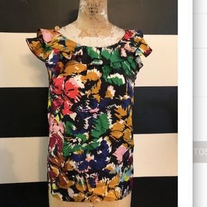 J.CREW SILK Ruffled colorful floral print top 4